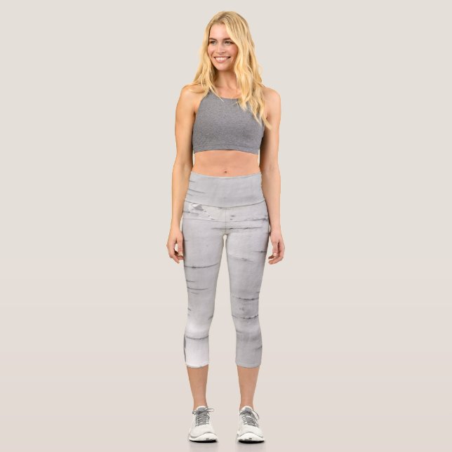 Leggings Capri Patrón de la corteza de Birch (Anverso)