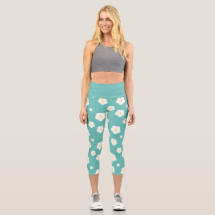 Leggings Capri Patrón de la flora amarilla de gradiente de la pri