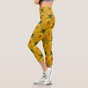 Leggings Capri Patrón de la naturaleza de la flor de margarita am