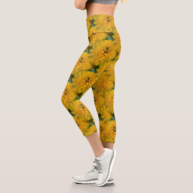 Leggings Capri Patrón de la naturaleza de la flor de margarita am (Izquierda)