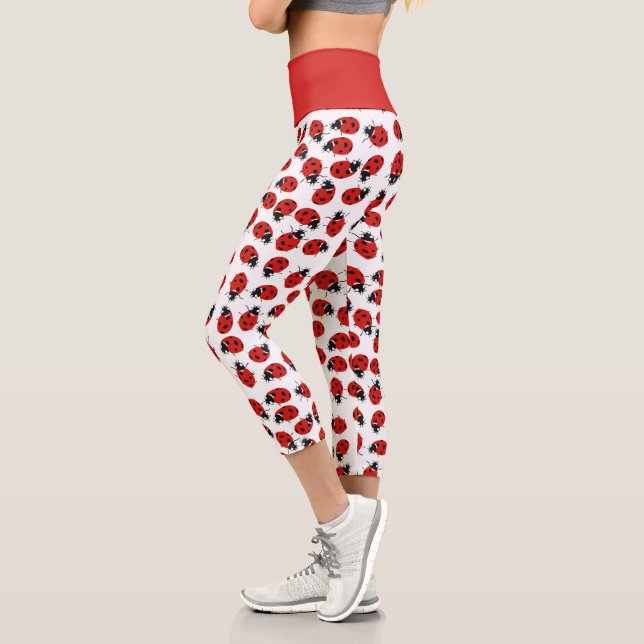 Leggings Capri Patrón de Ladybug Rojo y Negro (Izquierda)