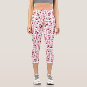 Leggings Capri Patrón De Ladybugs, Cute Ladybugs, Pink Ladybugs
