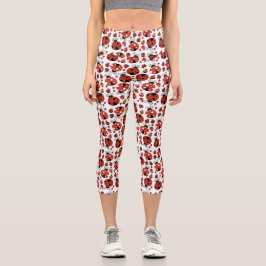 Leggings Capri Patrón De Ladybugs, Cute Ladybugs, Red Ladybugs