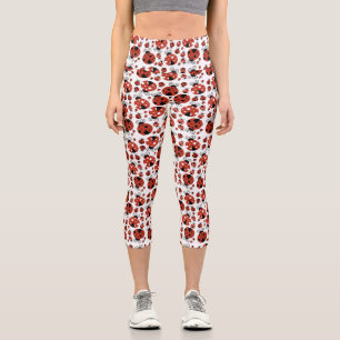 Leggings Capri Patrón De Ladybugs, Cute Ladybugs, Red Ladybugs