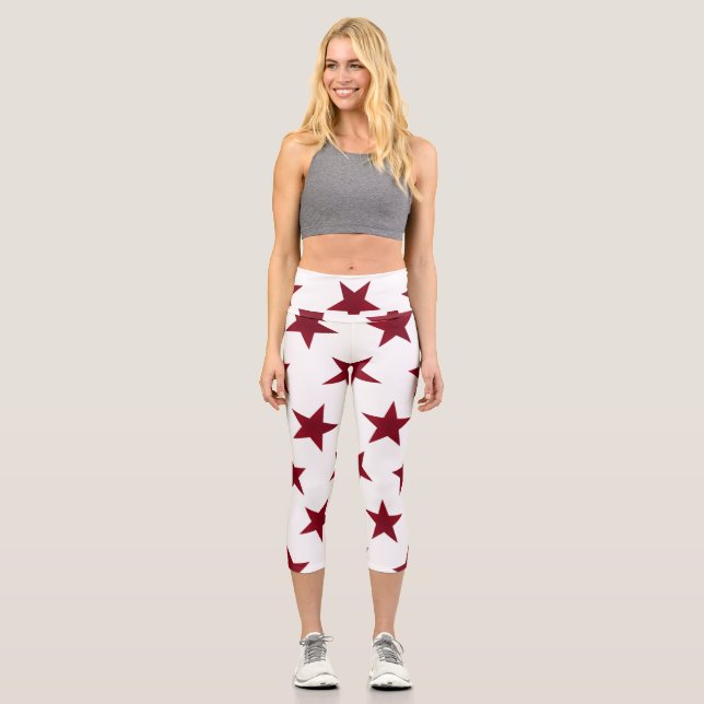 Leggings Capri Patrón de las estrellas doradas 7 (Anverso)