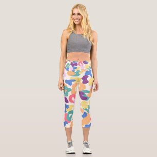 Leggings Capri Patrón de leopardo colorido