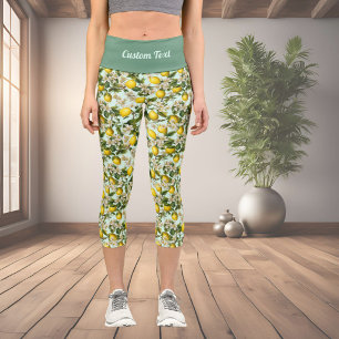 Leggings Capri Patrón de limones