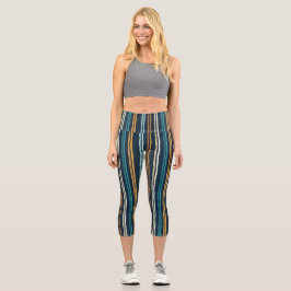 Leggings Capri patrón de líneas verticales abstractas