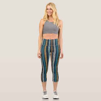 Leggings Capri patrón de líneas verticales abstractas