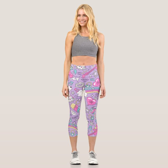 Leggings Capri Patrón de llama 1 (Anverso)