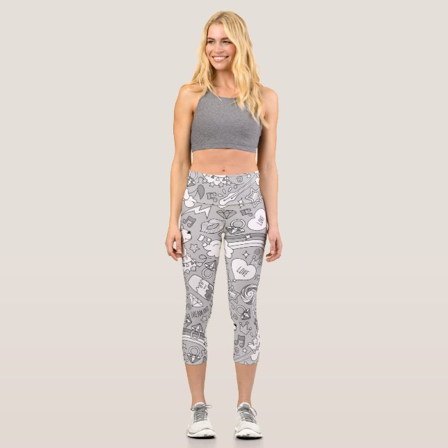 Leggings Capri patrón de llama 4 (Anverso)