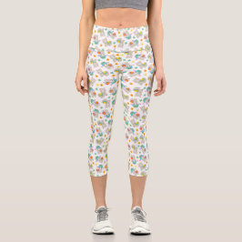 Leggings Capri Patrón De Llamas, Llamas Cutas, Alpacas, Flores