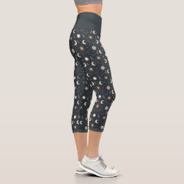 Leggings Capri Patrón de Luna Celestial Mística