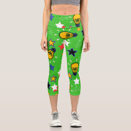 Leggings Capri Patrón de luz colorida Fondo de vegetación lindo