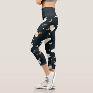 Leggings Capri Patrón de luz de luna nocturna de Hedwig