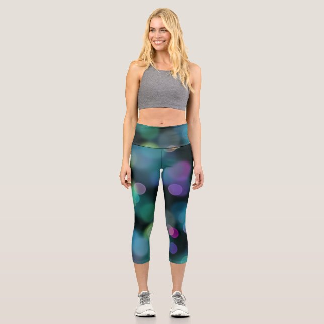 Leggings Capri Patrón de luz giratoria de los navidades en azul m (Anverso)
