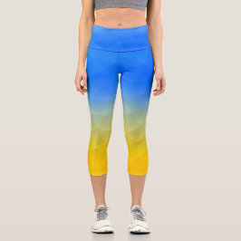 Leggings Capri Patrón de malla geométrica amarillo de Ucrania