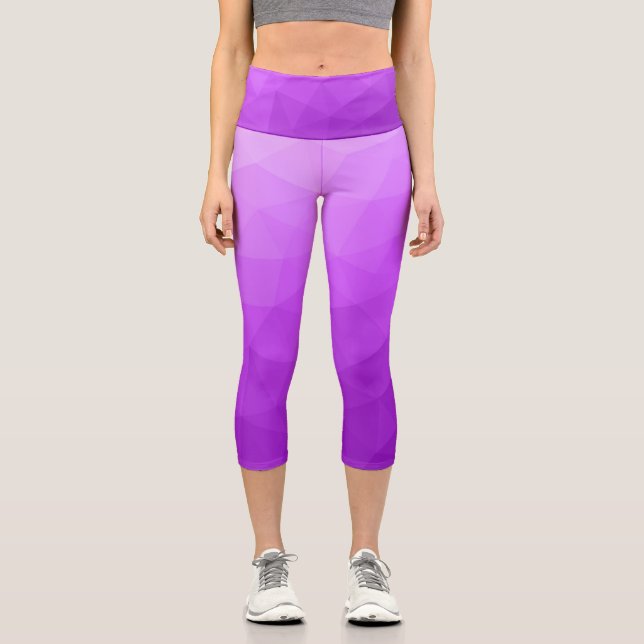 Leggings Capri Patrón de malla geométrica con gradiente de lavand (Anverso)