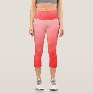 Leggings Capri Patrón de malla geométrica con gradiente rojo