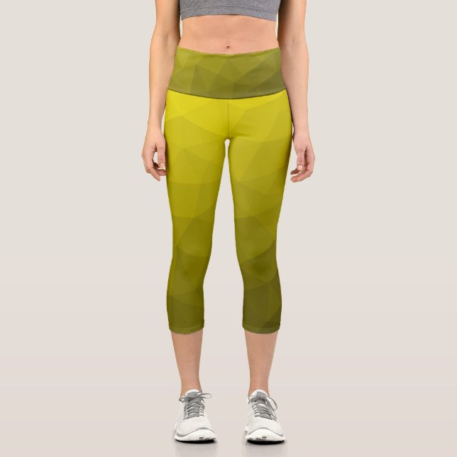 Leggings Capri Patrón de malla geométrica de gradiente oscuro ama (Anverso)