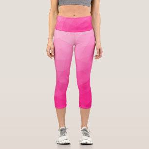 Leggings Capri Patrón de malla geométrica de gradiente rosa calie