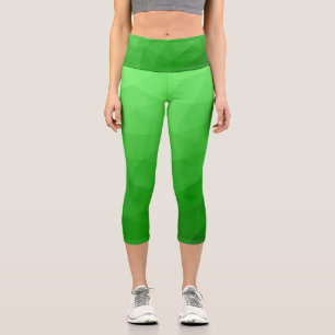 Leggings Capri Patrón de malla geométrica de gradiente verde clar