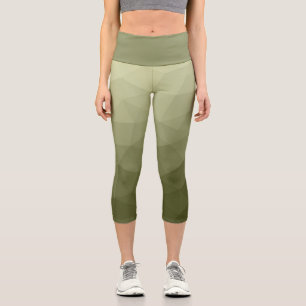 Leggings Capri Patrón de malla geométrica gradiente verde claro d