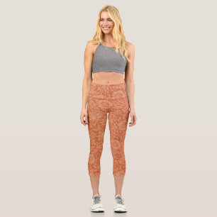 Leggings Capri Patrón de Malva de William Morris: Floral Terracot