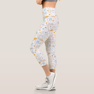 Leggings Capri Patrón de mapa del barrio de Cute Pastel