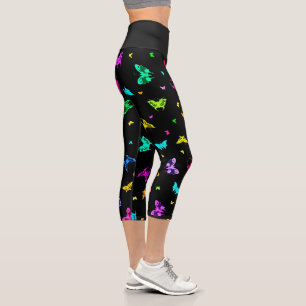 Leggings Capri Patrón de mariposa