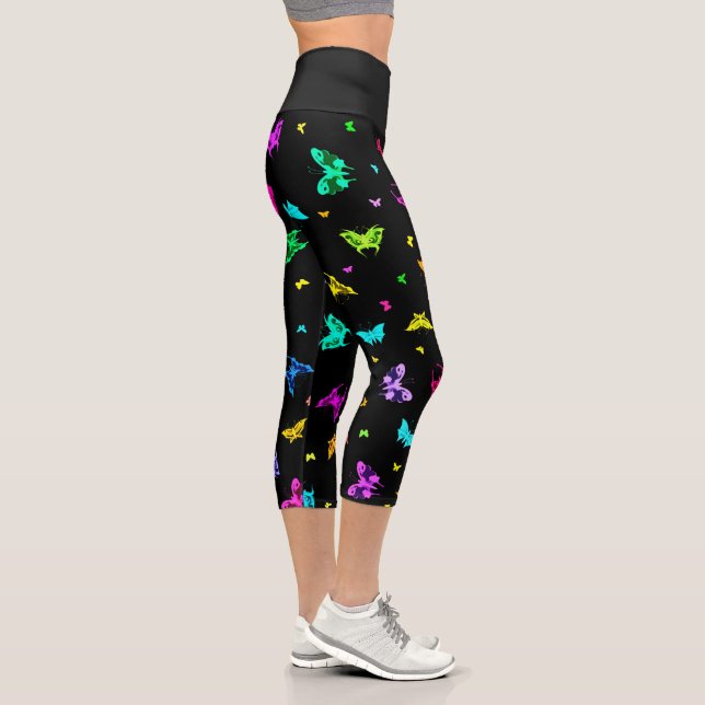 Leggings Capri Patrón de mariposa (Derecha)