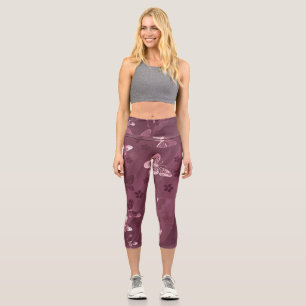 Leggings Capri Patrón de mariposa 16