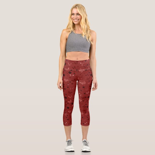 Leggings Capri Patrón de mariposa 6 (Anverso)