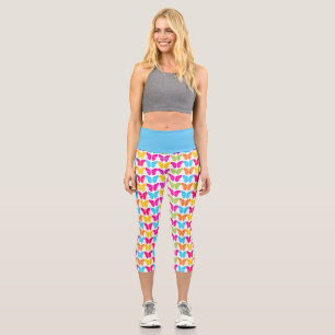Leggings Capri Patrón de mariposa de arco iris brillante
