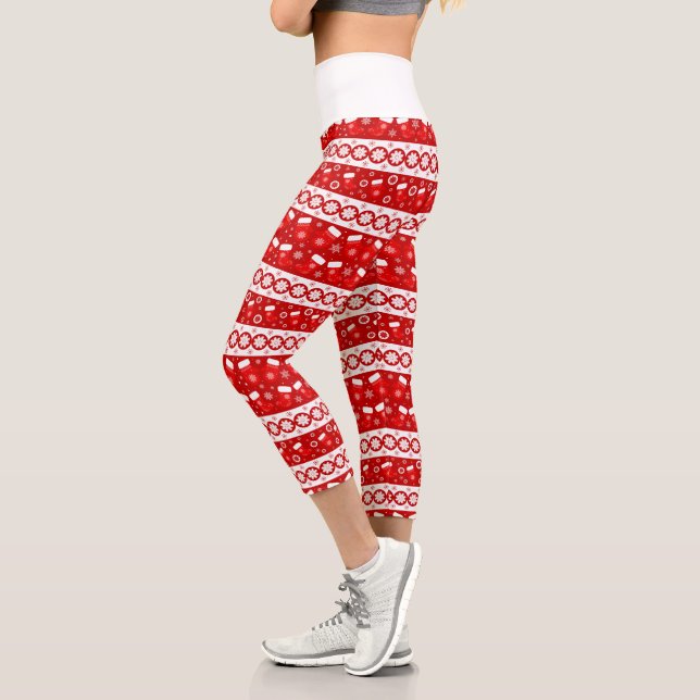Leggings Capri Patrón de medias y medias de Navidades pequeños (Izquierda)