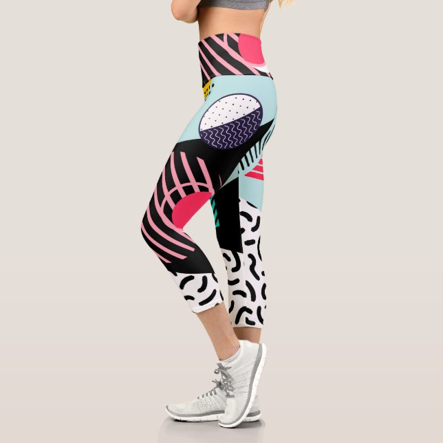 Leggings Capri Patrón de Memphis (Izquierda)