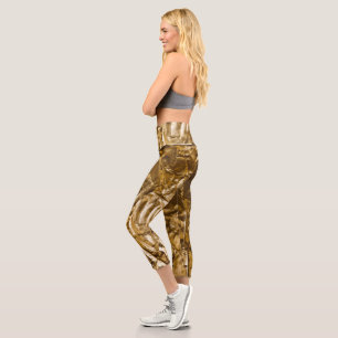 Leggings Capri Patrón de metal dorado