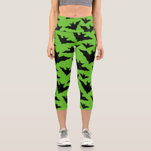 Leggings Capri Patrón de miedo fresco de los murciélagos negros d