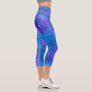 Leggings Capri Patrón de Moda giratoria azul y púrpura