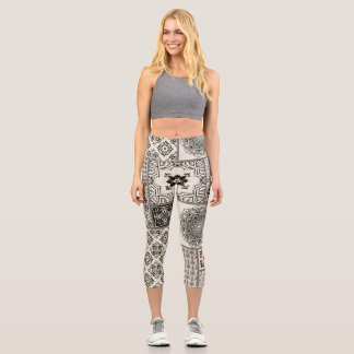 Leggings Capri Patrón de mosaico de la alfombra mallónica islámic