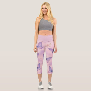 Leggings Capri Patrón de Movimiento de Sueño de Mariposa Yoga d