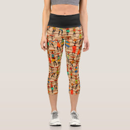 Leggings Capri Patrón de mujeres tribales africanas