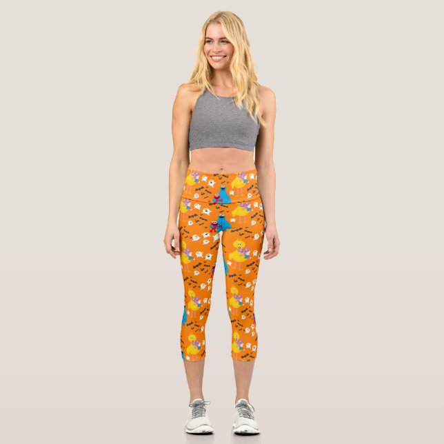 Leggings Capri Patrón de murciélagos y fantasmas de Plaza Sésamo (Anverso)