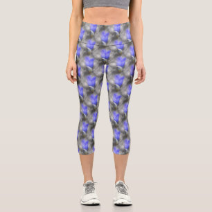 Leggings Capri Patrón de naturaleza de las flores gentianas azule