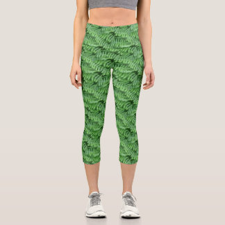 Leggings Capri Patrón de naturaleza de los ferrys verdes flojos