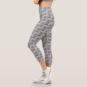 Leggings Capri Patrón De Naturaleza Fluffy De Los Dandelis Blanco