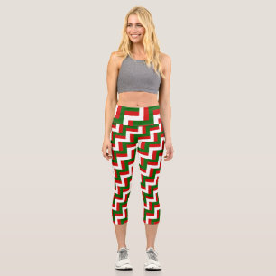 Leggings Capri patrón de navidad vintage zigzag mod