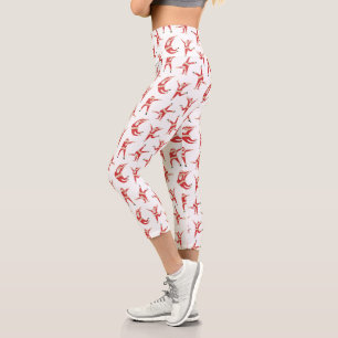 Leggings Capri Patrón de Navidades Dabbing Santa Fun