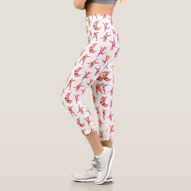 Leggings Capri Patrón de Navidades Dabbing Santa Fun (Izquierda)