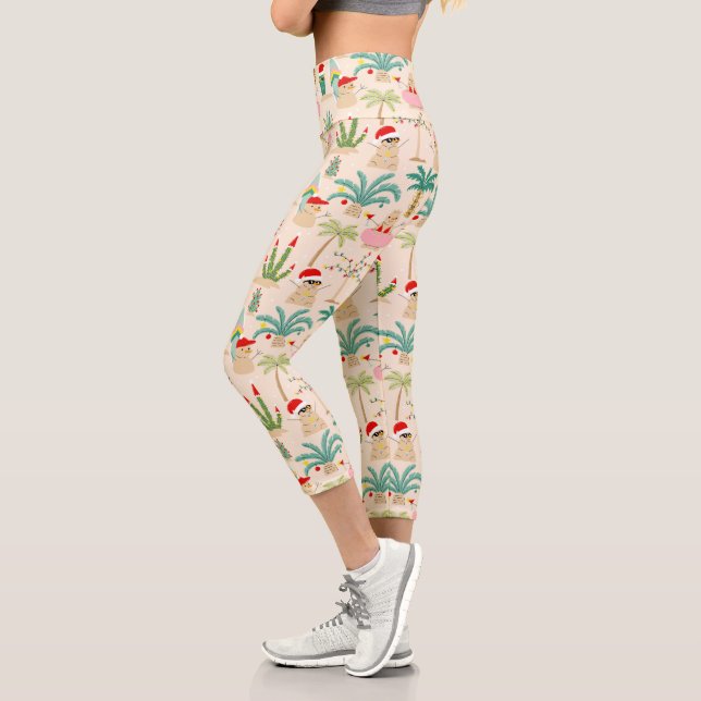 Leggings Capri Patrón de Navidades de vibraciones de vacaciones t (Izquierda)